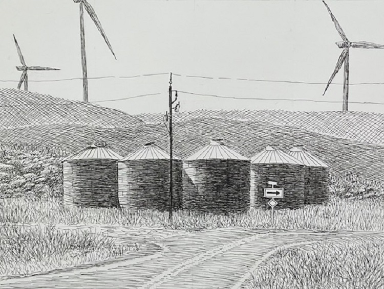 Grain Bins, Montezuma Hills, Solano County