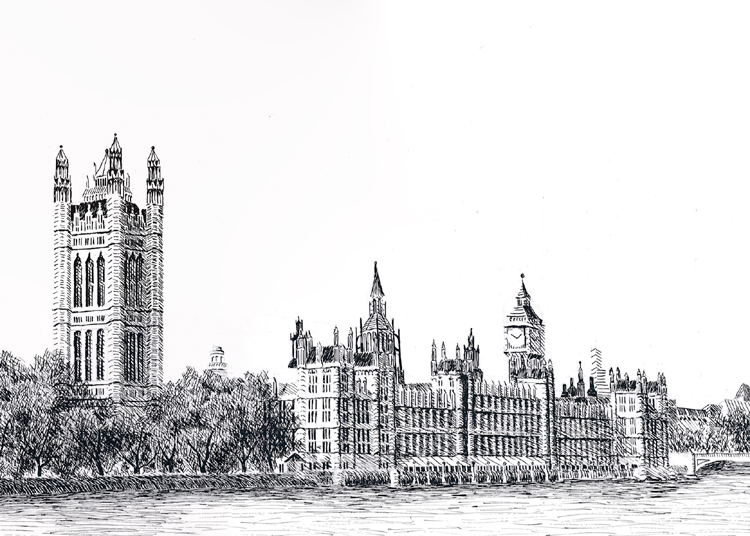 Palace of Westminster from Thames Embankment