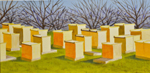 Beehives on the Edge of the Orchard